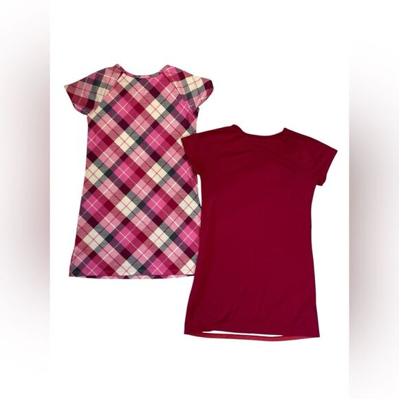 Wonder Nation Girls Set of 2 Nightgown Dresses Burgundy Owl Plaid Sz M 7/8 - Picture 2 of 10